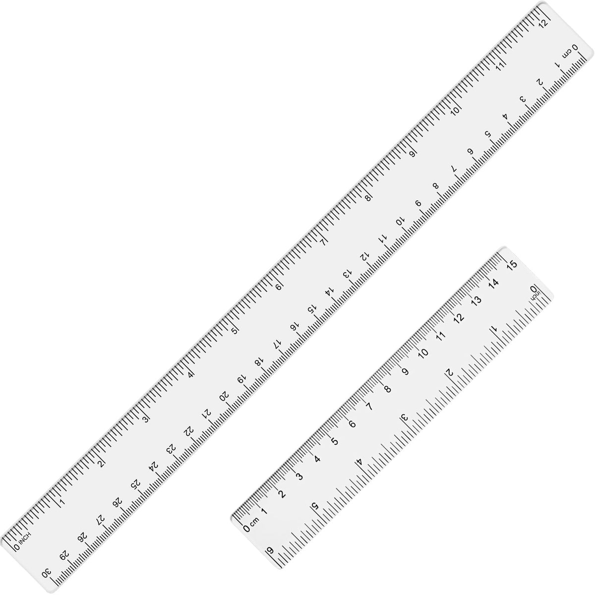 eBoot Plastic Ruler Straight Ruler Plastic Measuring Tool 12 Inches and 6 Inches, 2 Pieces (Black)