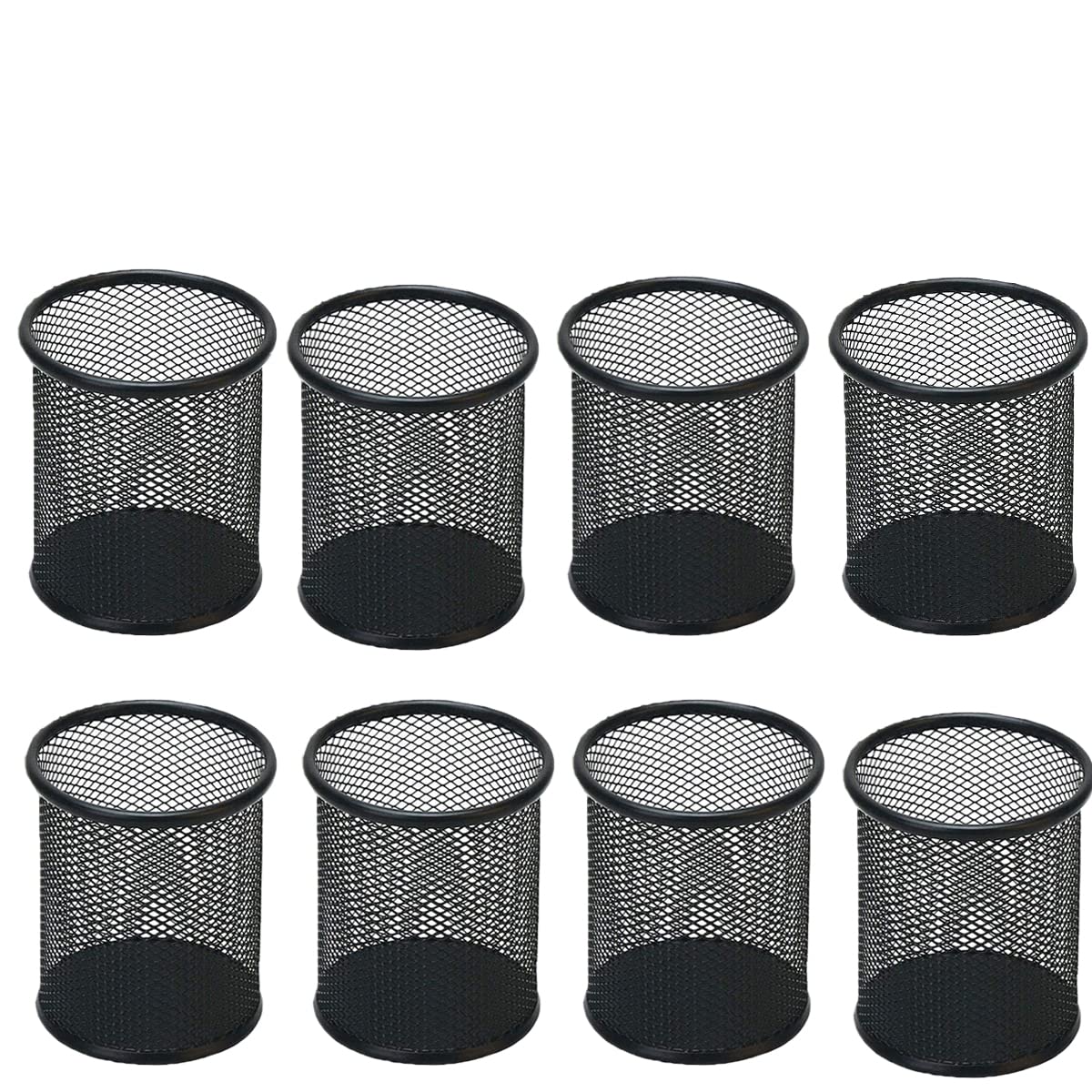 Pen Holder Mesh Pencil Holder Metal Pen Holder Pencil Holder for Desk Office Pen Organizer Black, 8 Pack