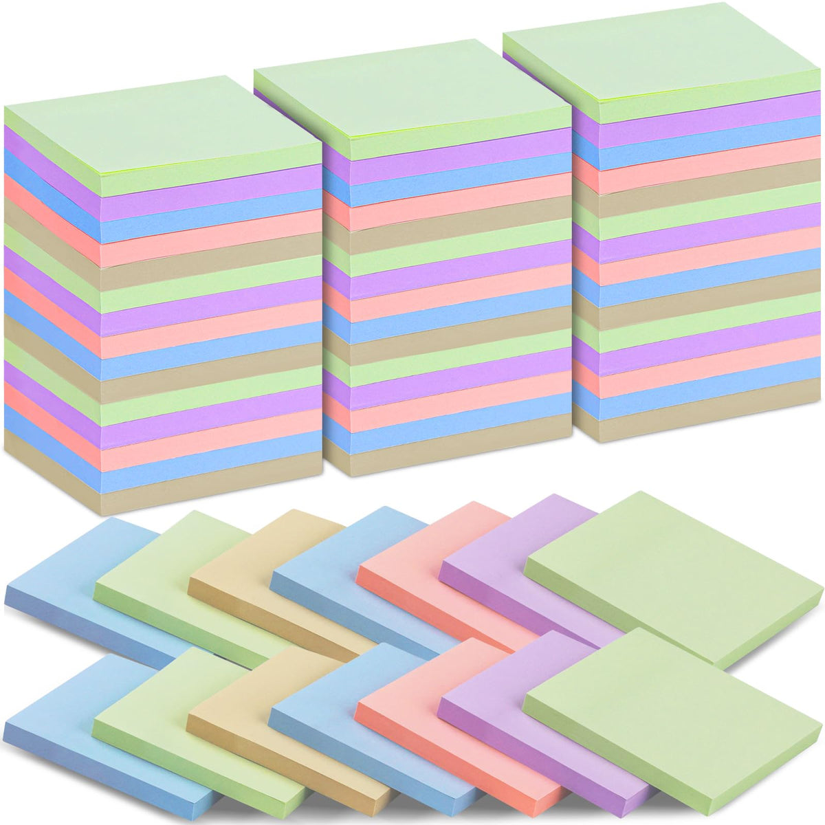 60 Pack Sticky Notes Bulk 3x3 Inch 12 Colors Self Stick Memo Pads