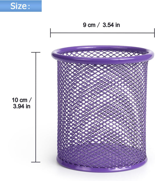 Tamaki Pen Holder Cup for Desk, Wire Mesh Pencil Cup Holder, Purple