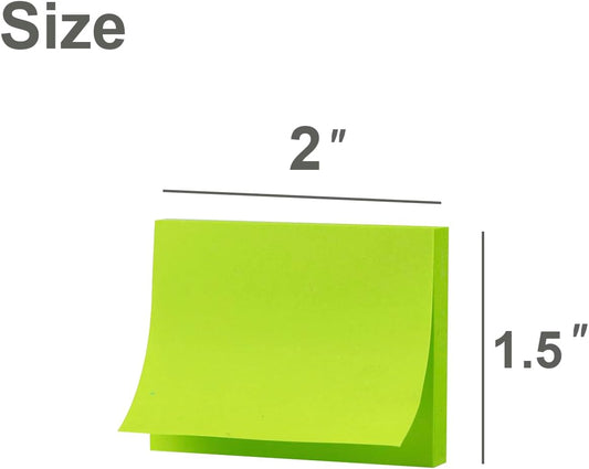 (50 Pads) Sticky Notes 1.5x2, 10 Colors Self Sticky Notes, Sticky Pads