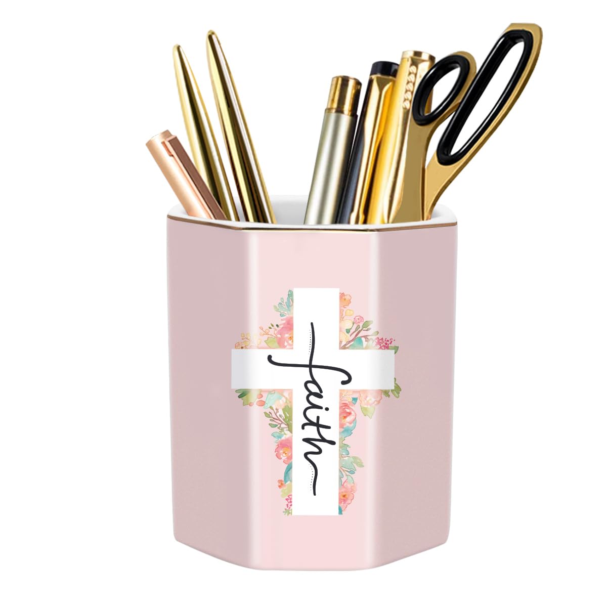 Cute Pen Holder for Desk, Ceramic Pencil Holder Pen Cup Marker Holder Makeup Brush Holders, Desk Accessories & Workspace Organizers for Home, Office, Skull