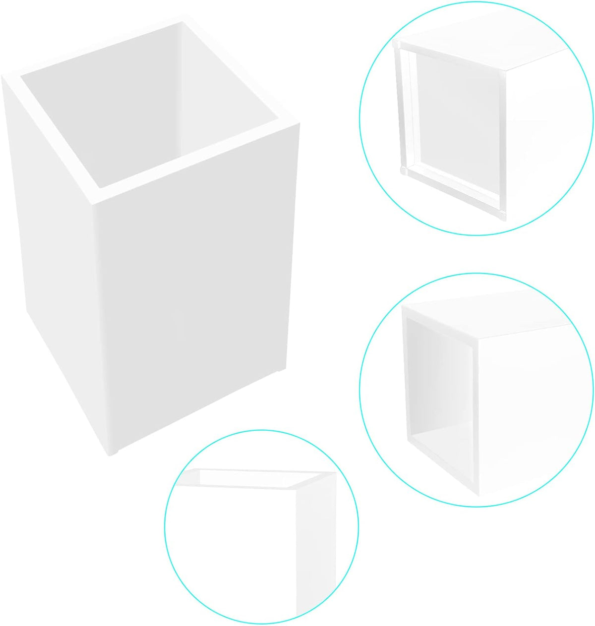 White Acrylic Pencil Pen Holder Cup 2 Pack,Desk Accessories Holder,Makeup Brush Storage Organizer,Modern Design Desktop Stationery Organizer for Office School Home Supplies,2.6x 2.6x 4 inches