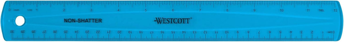 Westcott Shatterproof Ruler, 12-Inch, Blue, 16010