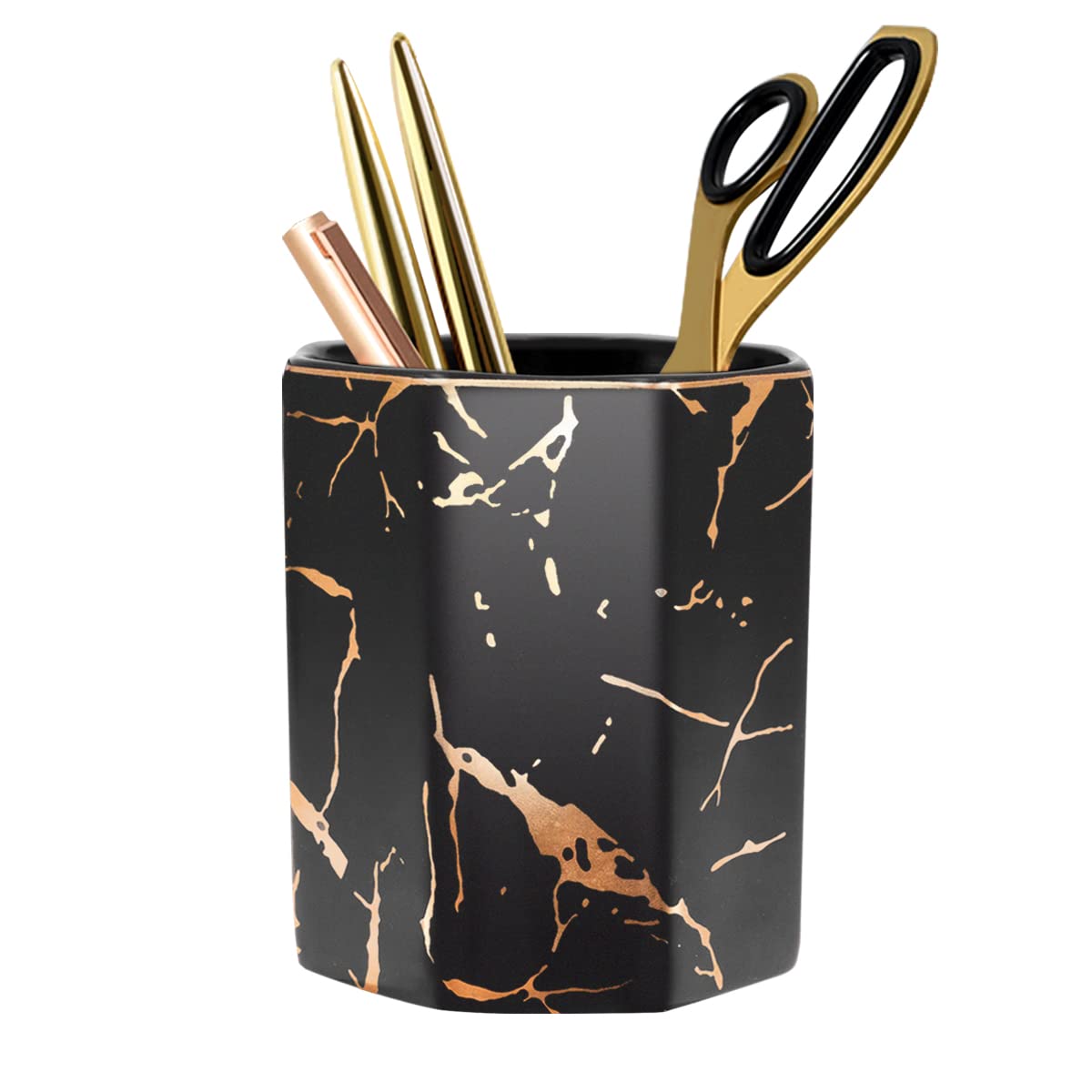 Cute Pen Holder for Desk, Ceramic Pencil Holder Pen Cup Marker Holder Makeup Brush Holders, Desk Accessories & Workspace Organizers for Home, Office, Skull