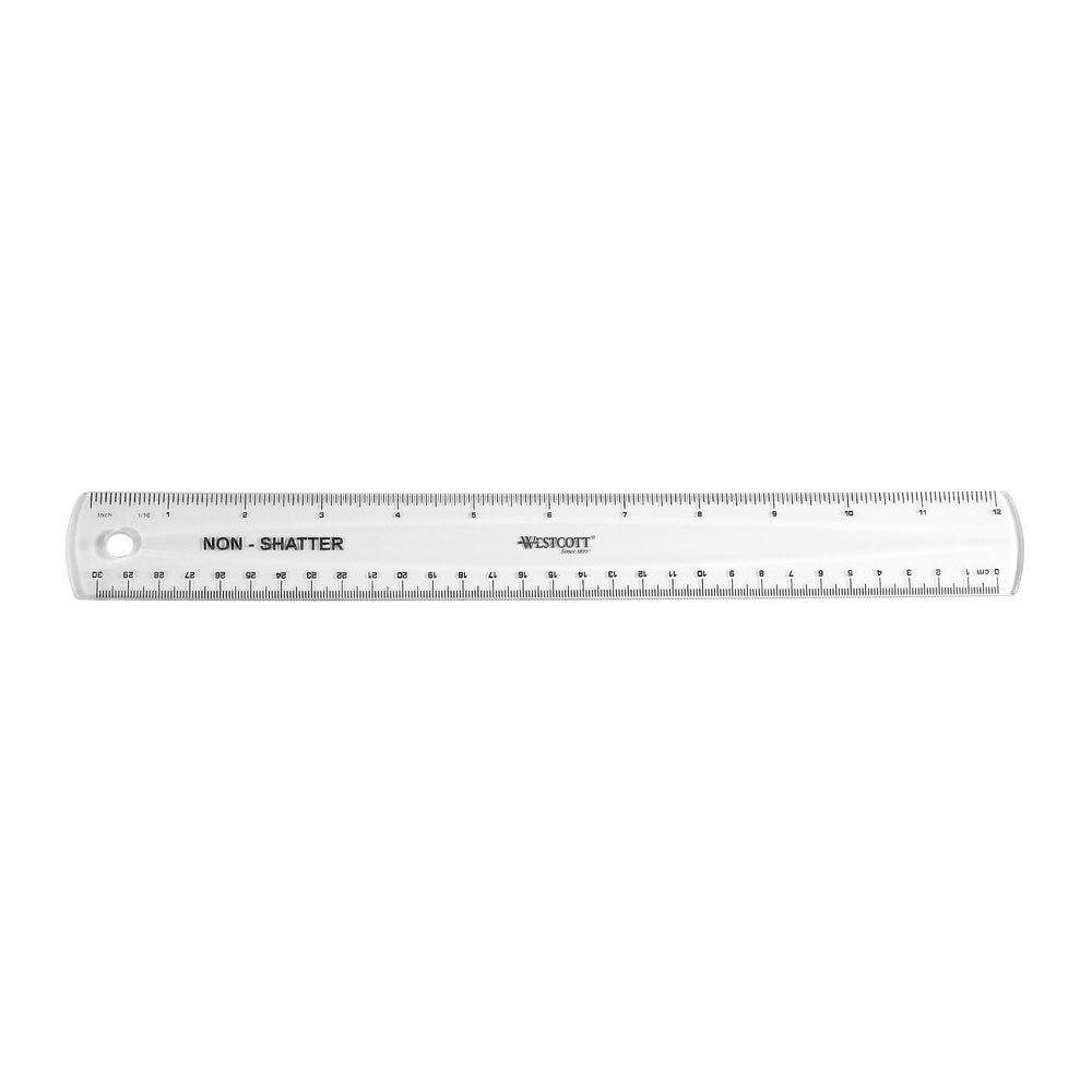 Westcott Shatterproof Ruler, Design with Easy-to-Read Markings, Back-to-Classroom, 12-Inch