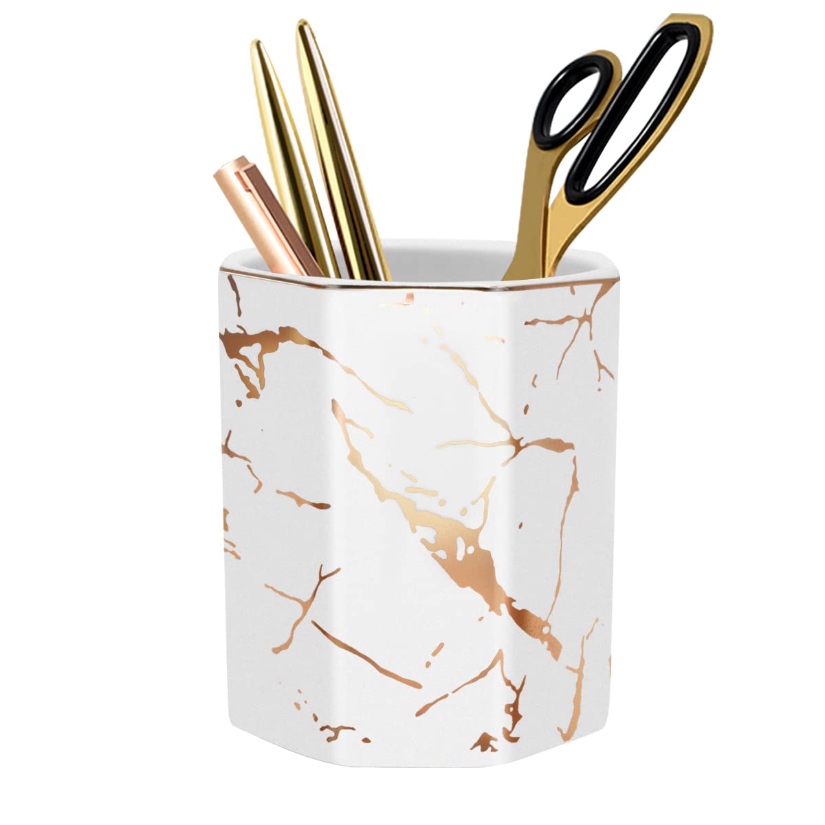 Cute Pen Holder for Desk, Ceramic Pencil Holder Pen Cup Marker Holder Makeup Brush Holders, Desk Accessories & Workspace Organizers for Home, Office, Skull