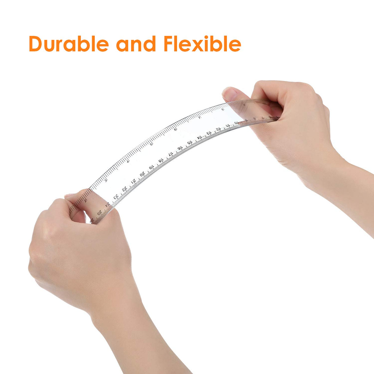 Eboot 20 Pack 12 in Clear Plastic Rulers Bulk for Classroom, School, Office