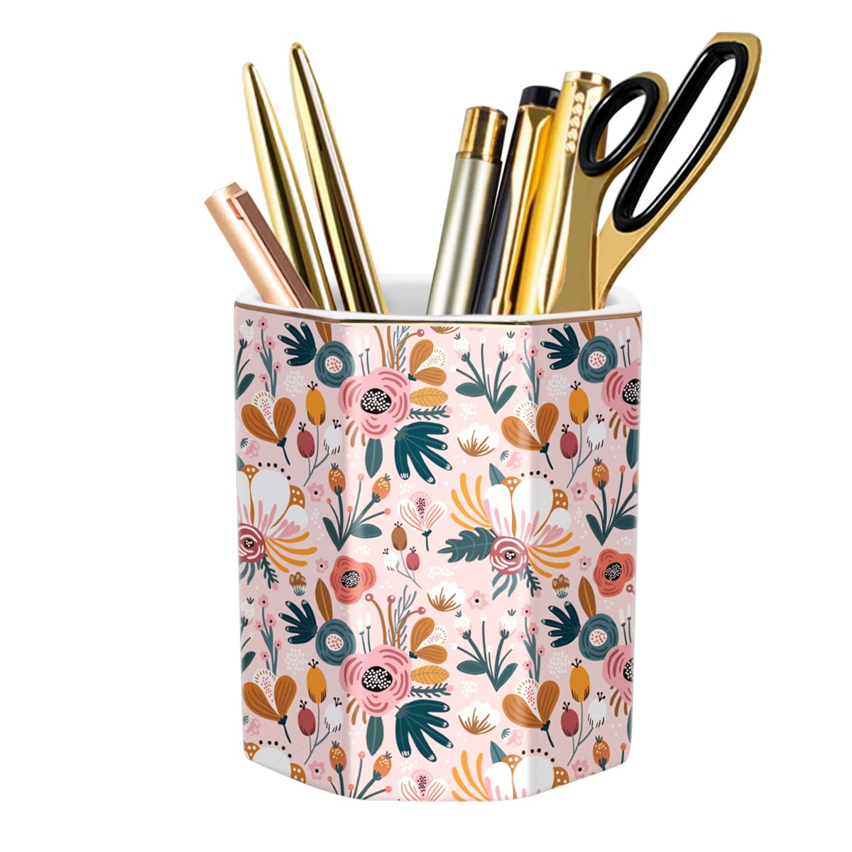 Cute Pen Holder for Desk, Ceramic Pencil Holder Pen Cup Marker Holder Makeup Brush Holders, Desk Accessories & Workspace Organizers for Home, Office, Skull