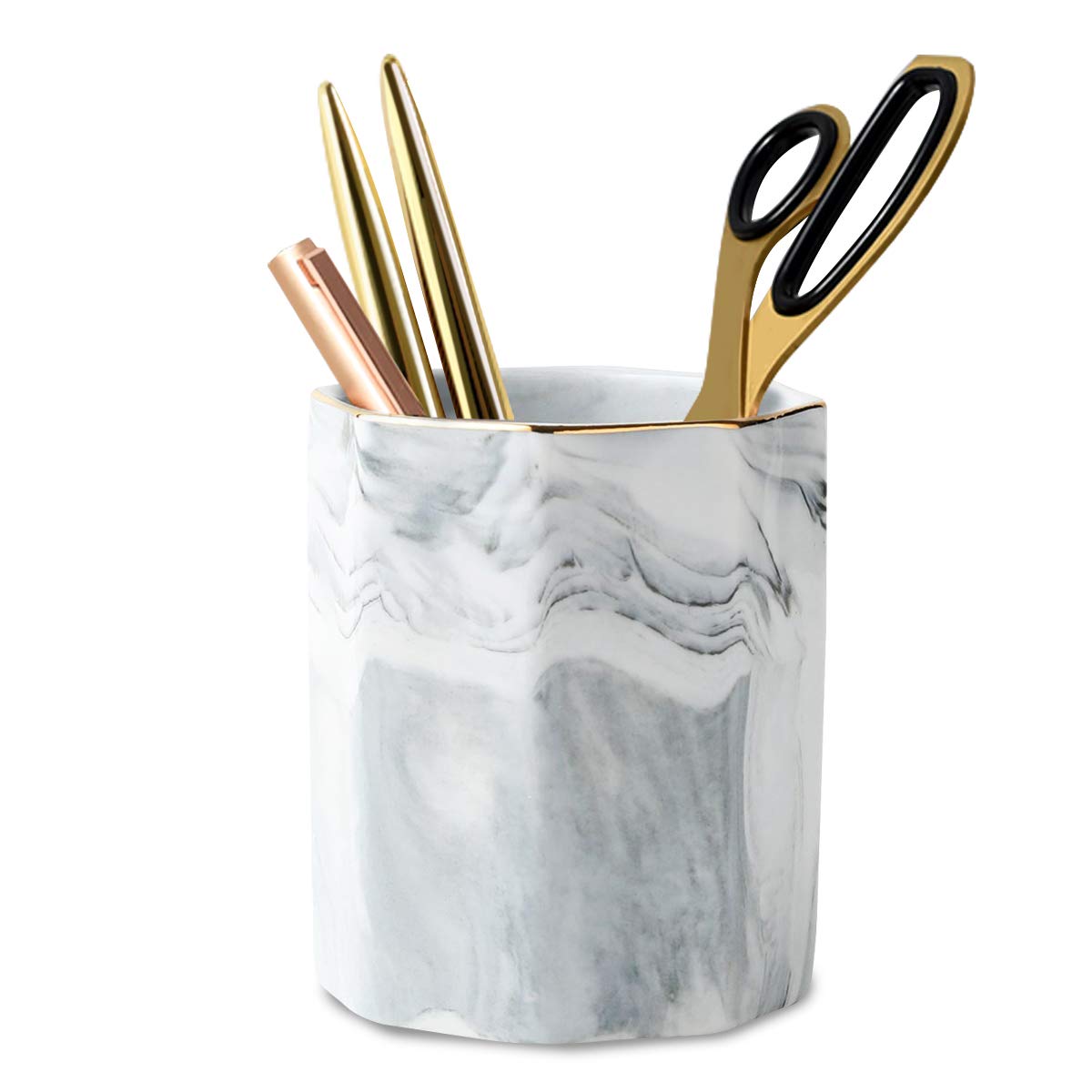 Cute Pen Holder for Desk, Ceramic Pencil Holder Pen Cup Marker Holder Makeup Brush Holders, Desk Accessories & Workspace Organizers for Home, Office, Skull