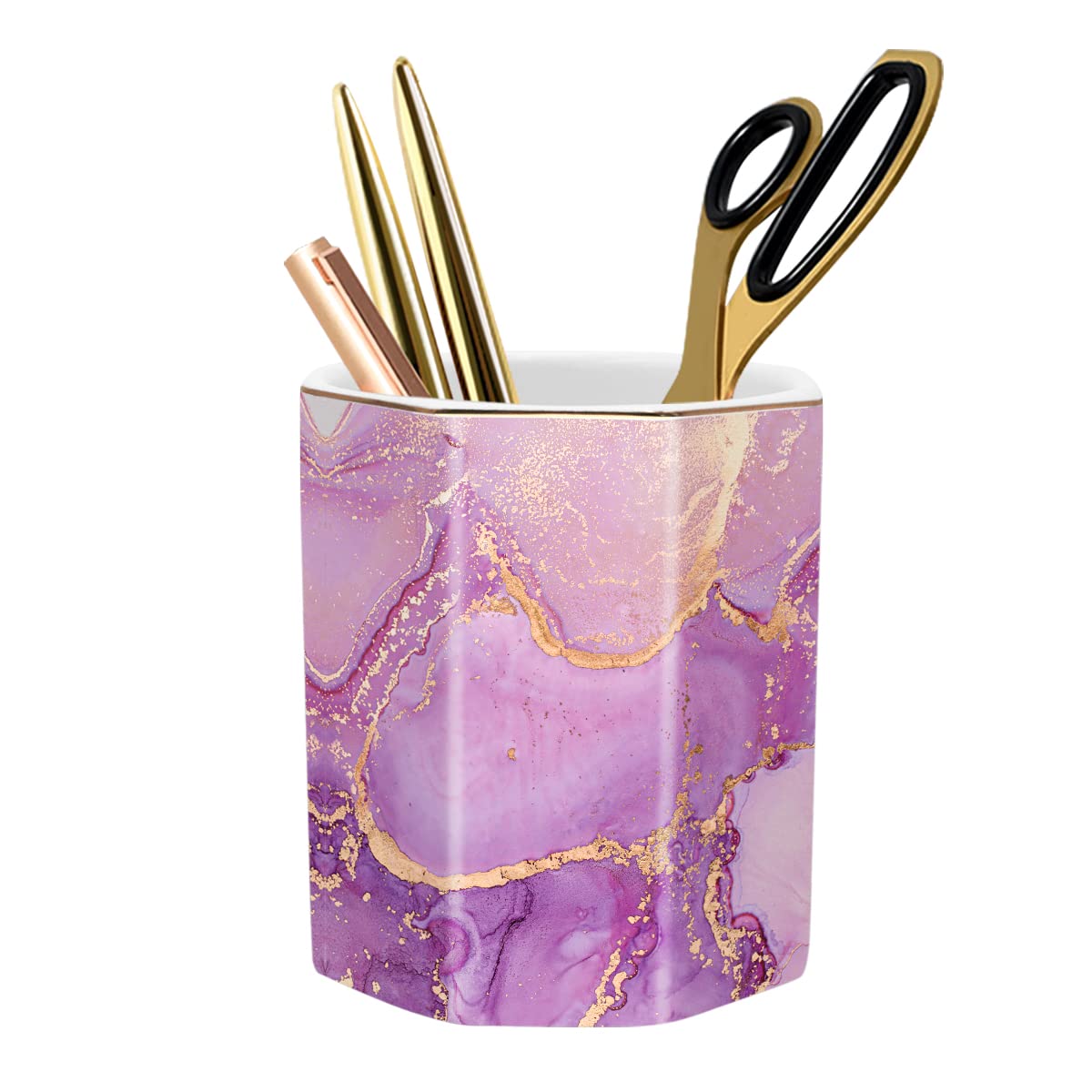 Cute Pen Holder for Desk, Ceramic Pencil Holder Pen Cup Marker Holder Makeup Brush Holders, Desk Accessories & Workspace Organizers for Home, Office, Skull
