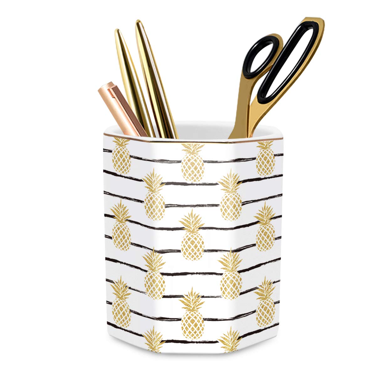 Cute Pen Holder for Desk, Ceramic Pencil Holder Pen Cup Marker Holder Makeup Brush Holders, Desk Accessories & Workspace Organizers for Home, Office, Skull