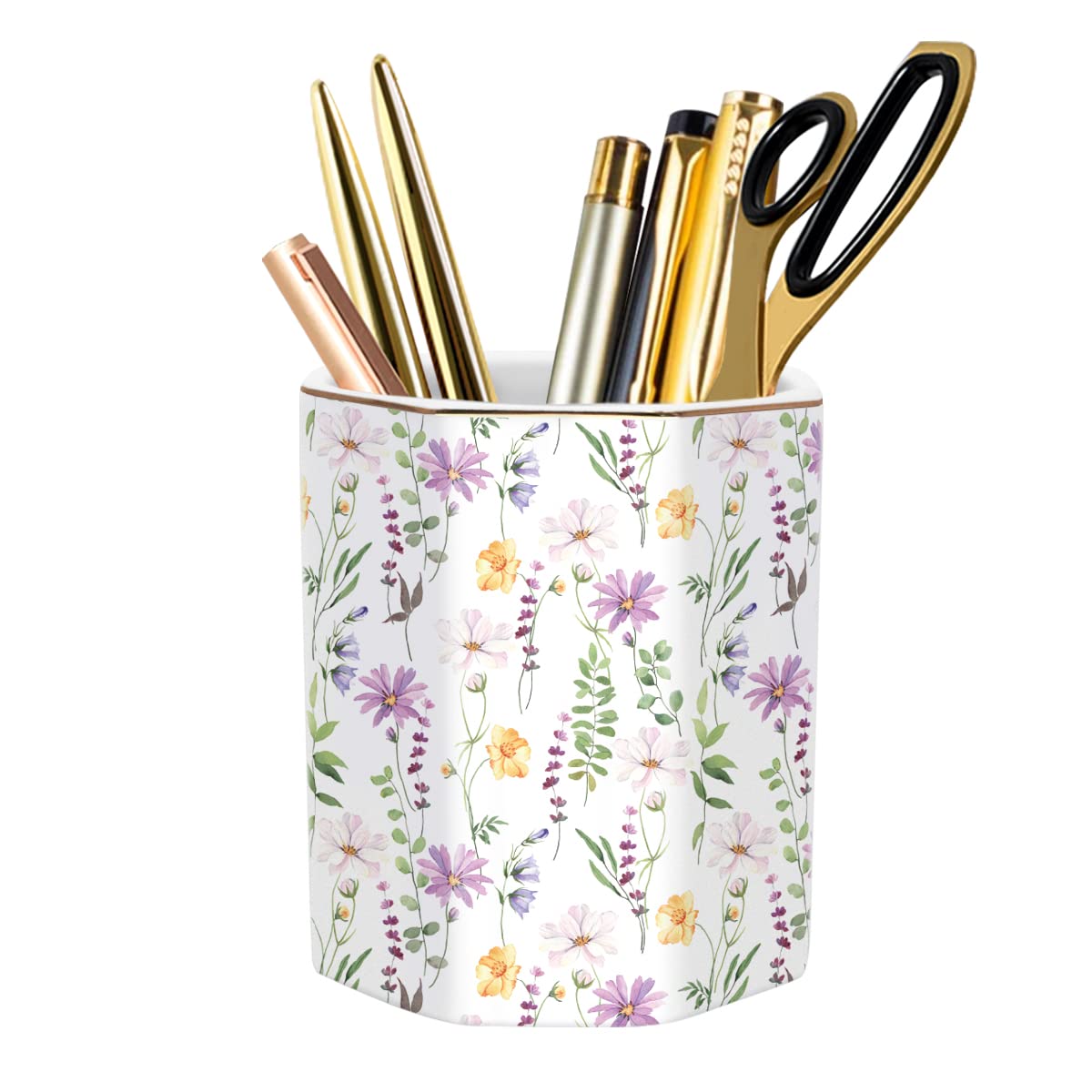 Cute Pen Holder for Desk, Ceramic Pencil Holder Pen Cup Marker Holder Makeup Brush Holders, Desk Accessories & Workspace Organizers for Home, Office, Skull