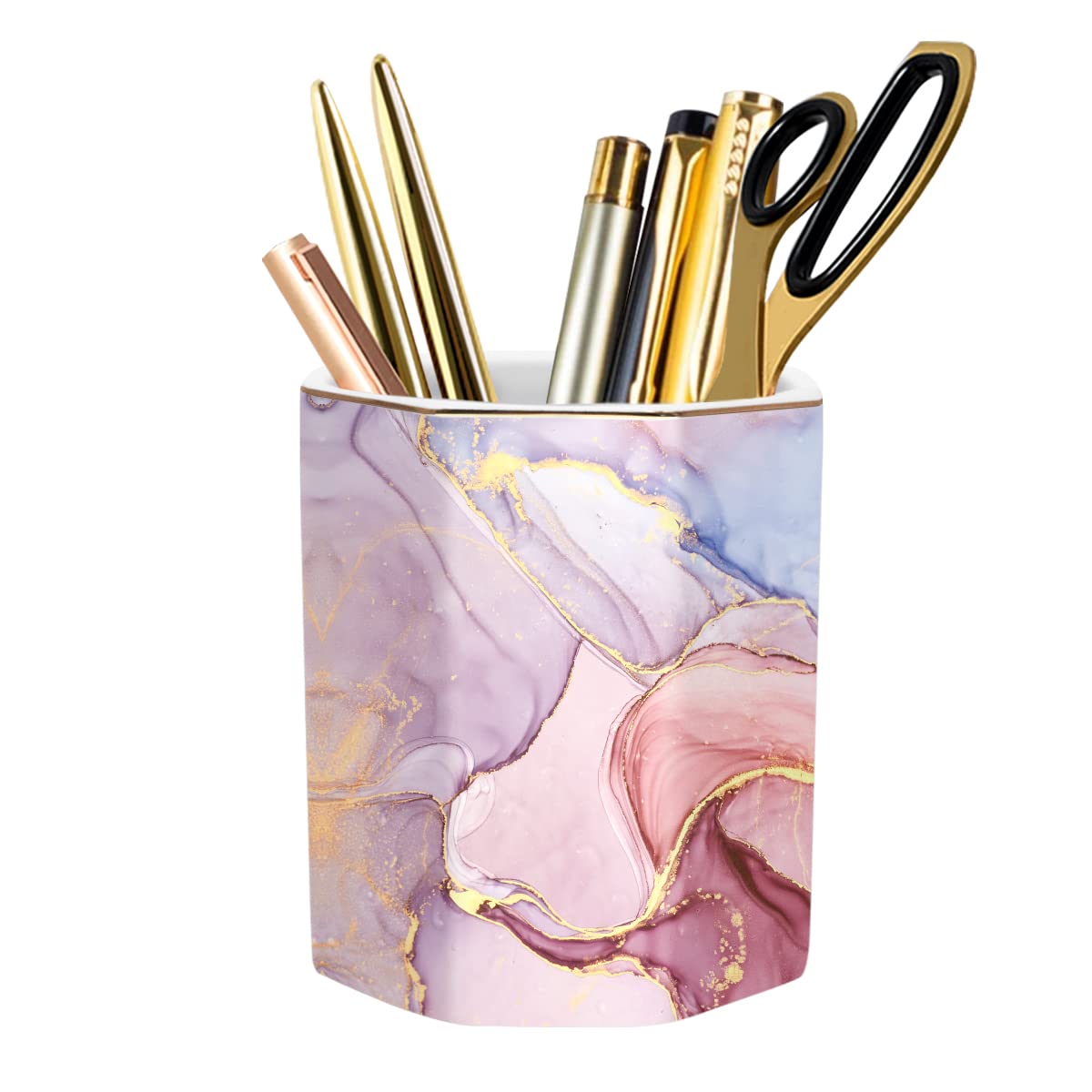 Cute Pen Holder for Desk, Ceramic Pencil Holder Pen Cup Marker Holder Makeup Brush Holders, Desk Accessories & Workspace Organizers for Home, Office, Skull