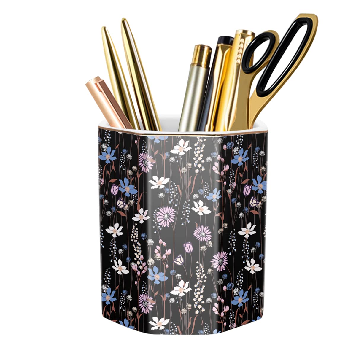Cute Pen Holder for Desk, Ceramic Pencil Holder Pen Cup Marker Holder Makeup Brush Holders, Desk Accessories & Workspace Organizers for Home, Office, Skull