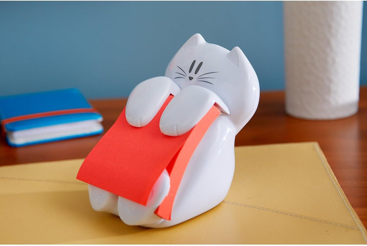Post-it Note Dispenser, White Cat Design, 1 Dispenser, 1 Pad, 45 Sheets
