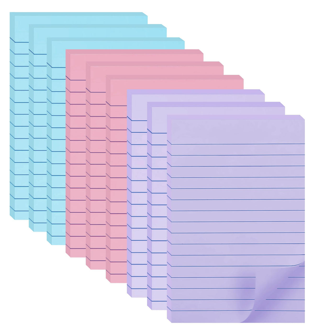 9 Pack Lined Sticky Notes with Lines 4X6 in, Vintage Self- Stick Note Pads