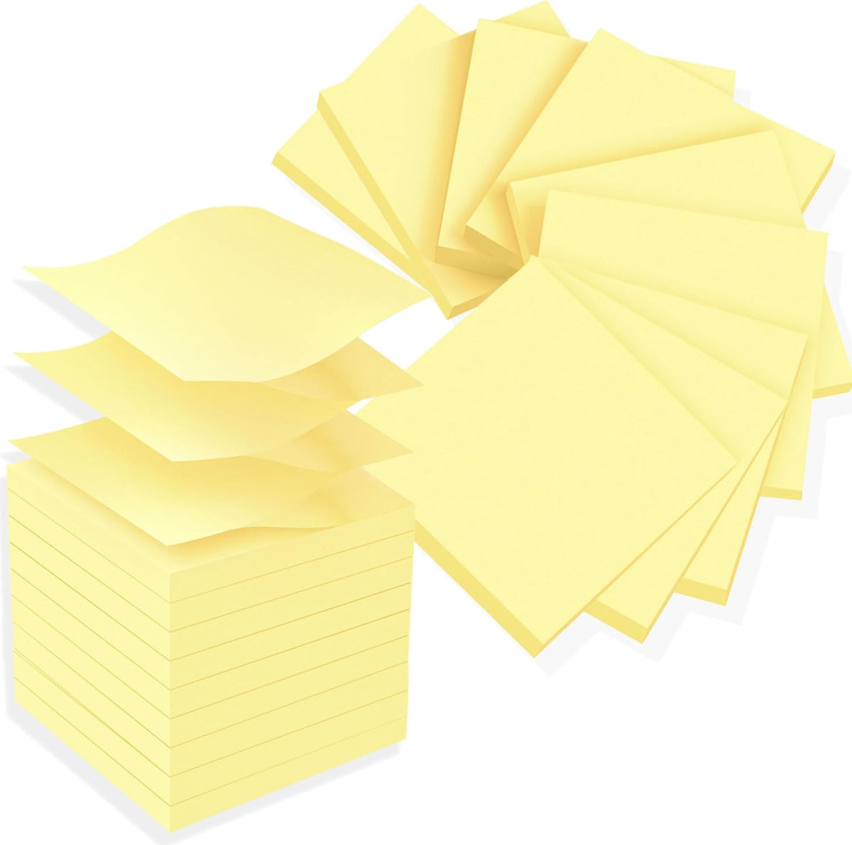 (18 Pads) Pop Up Yellow Sticky Notes 3x3 in, Suitable for Office, School