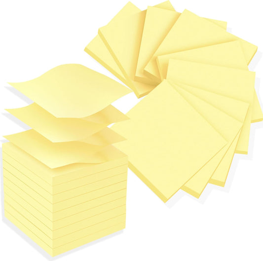 (18 Pads) Pop Up Yellow Sticky Notes 3x3 in, Suitable for Office, School