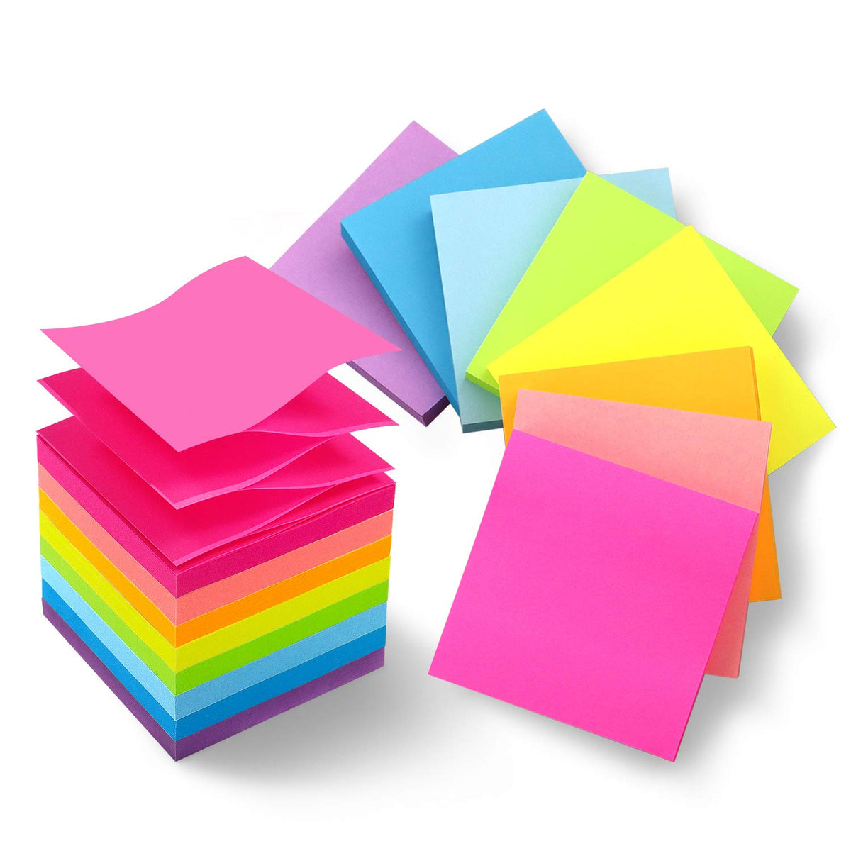 Phthdoty 8 Pads Pop Up Sticky Notes 3x3 Refills 8 Bright Colors, 640 Sheets