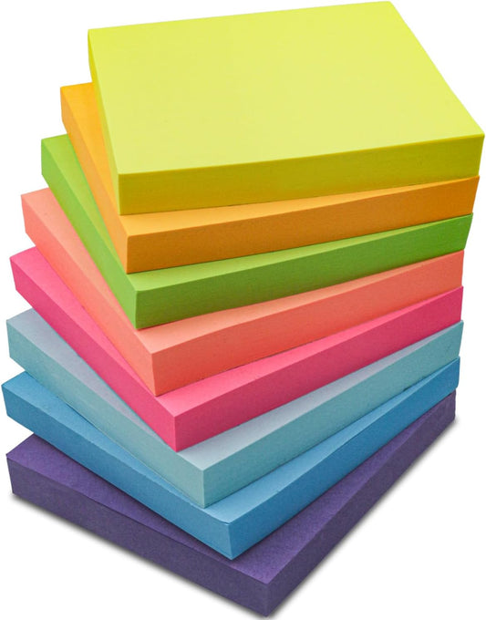 Realzeva Sticky Notes 3x3, Self-Sticky Notes Pad, 8 Pack-100 Sheet/Pad