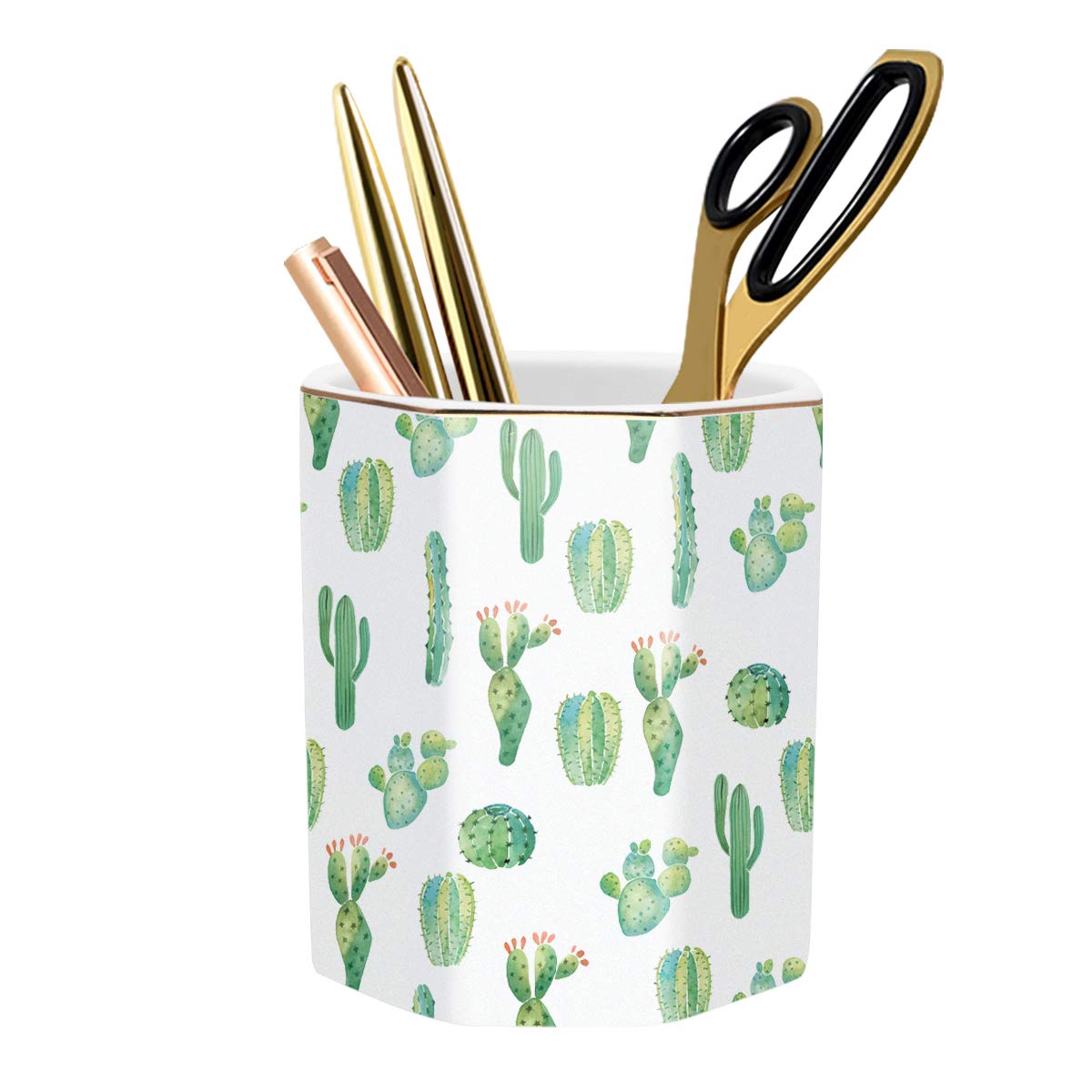 Cute Pen Holder for Desk, Ceramic Pencil Holder Pen Cup Marker Holder Makeup Brush Holders, Desk Accessories & Workspace Organizers for Home, Office, Skull