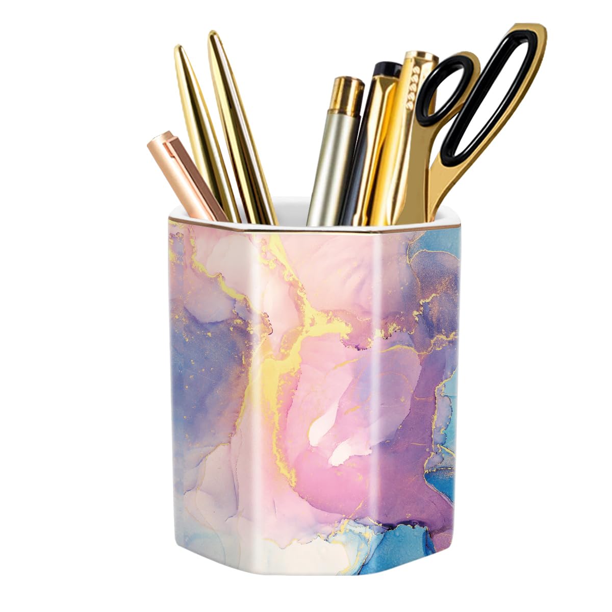 Cute Pen Holder for Desk, Ceramic Pencil Holder Pen Cup Marker Holder Makeup Brush Holders, Desk Accessories & Workspace Organizers for Home, Office, Skull