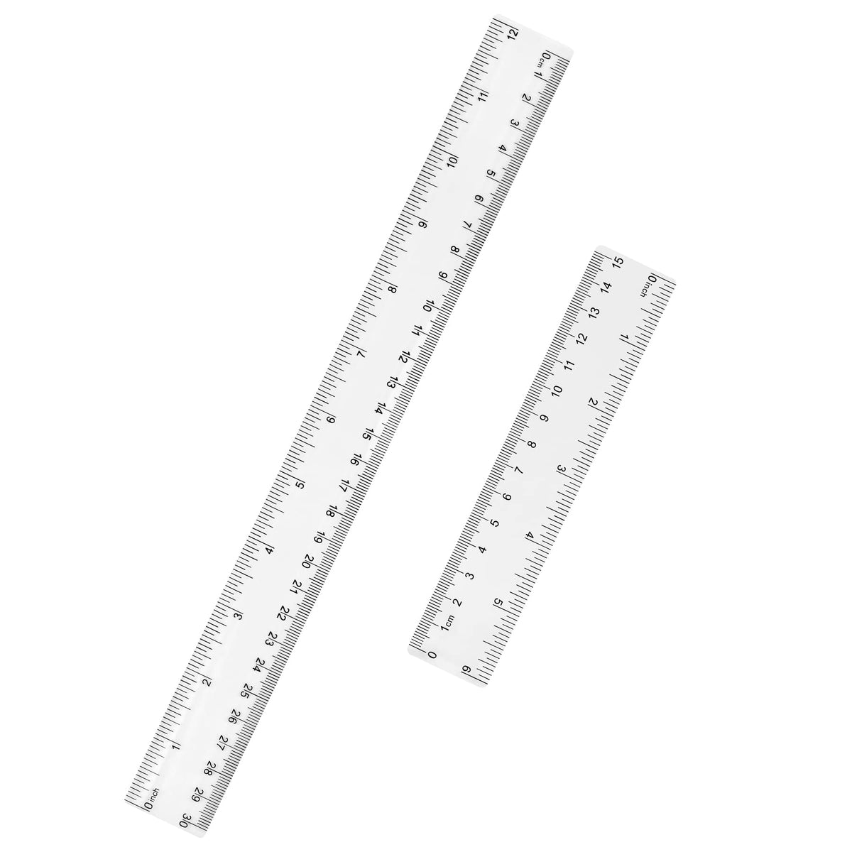 Unjoo Clear Plastic Ruler 12 Inch Straight Rulers, for School, Office, 2pcs