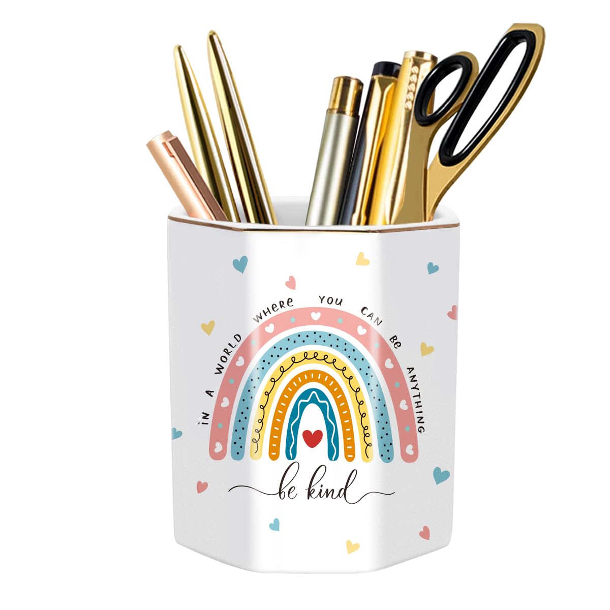 Cute Pen Holder for Desk, Ceramic Pencil Holder Pen Cup Marker Holder Makeup Brush Holders, Desk Accessories & Workspace Organizers for Home, Office, Skull