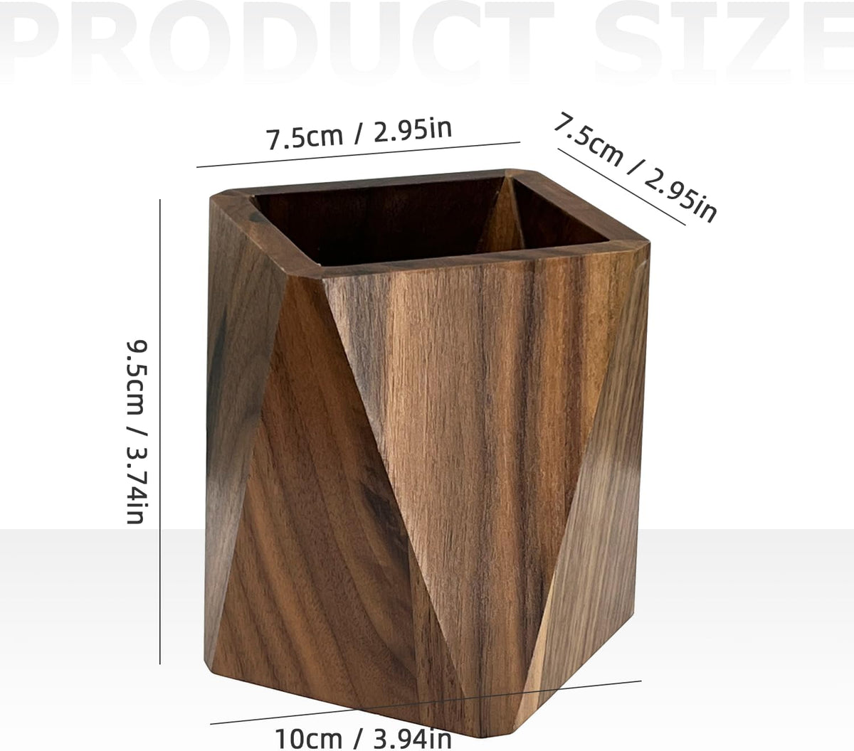 Black Walnut Pen Holder for Desk - Prismatic Shape, Multi-Use Office