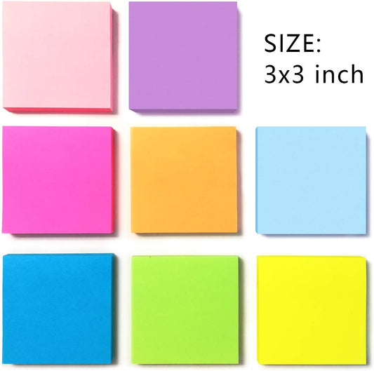Phthdoty 8 Pads Pop Up Sticky Notes 3x3 Refills 8 Bright Colors, 640 Sheets