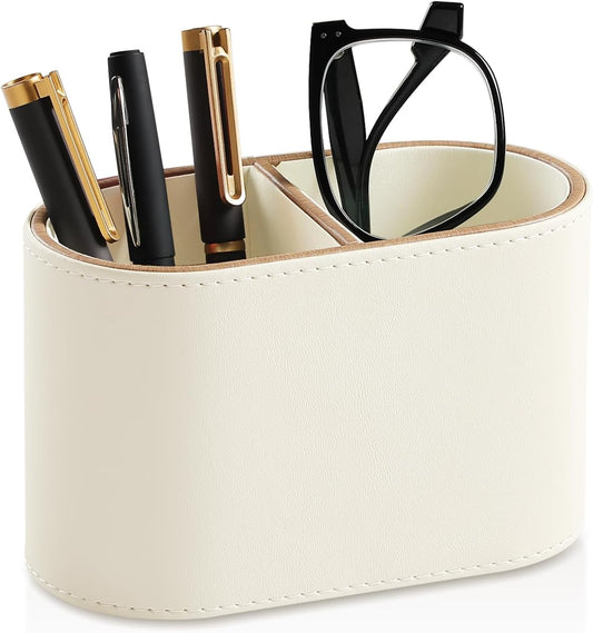 Pen Holder for Desk, Small Remote Control Holder, Beige