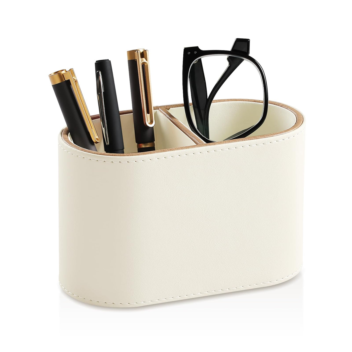 Pen Holder for Desk, Small Remote Control Holder, Beige