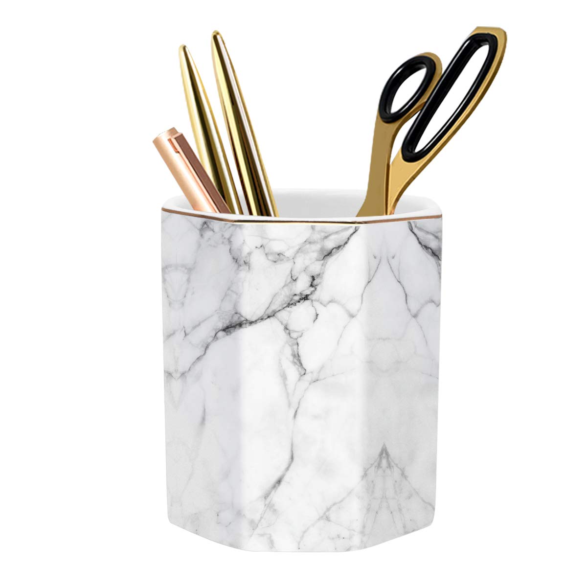 Cute Pen Holder for Desk, Ceramic Pencil Holder Pen Cup Marker Holder Makeup Brush Holders, Desk Accessories & Workspace Organizers for Home, Office, Skull