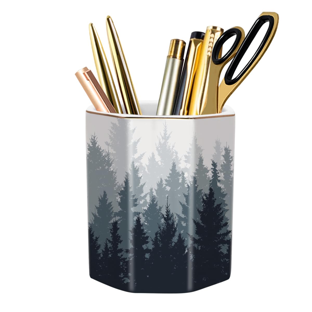Cute Pen Holder for Desk, Ceramic Pencil Holder Pen Cup Marker Holder Makeup Brush Holders, Desk Accessories & Workspace Organizers for Home, Office, Skull