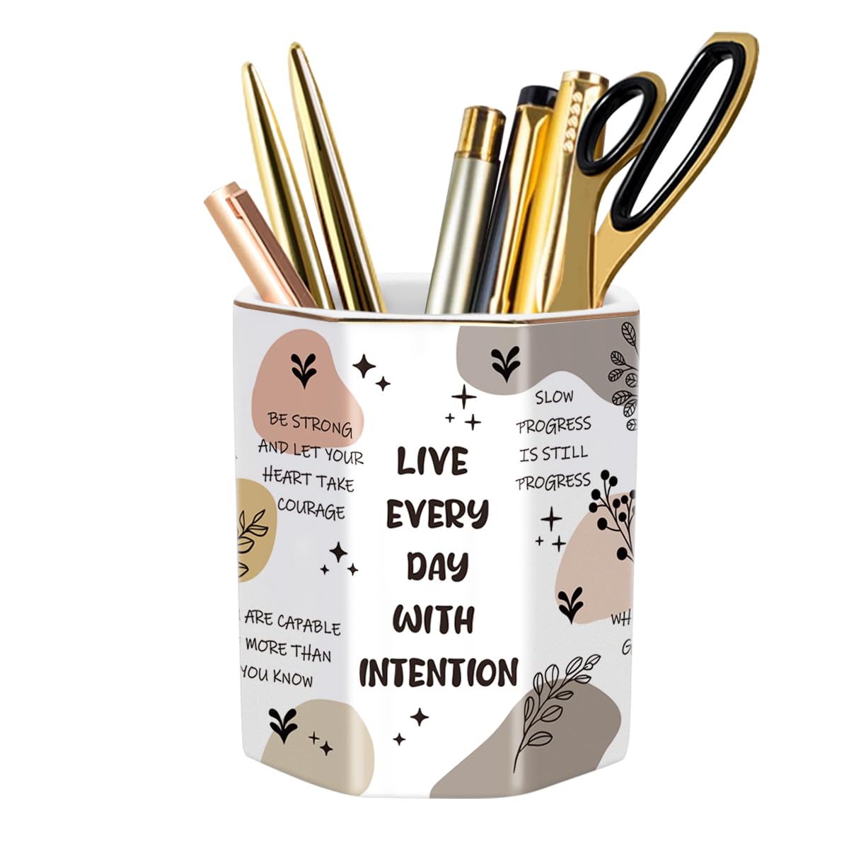 Cute Pen Holder for Desk, Ceramic Pencil Holder Pen Cup Marker Holder Makeup Brush Holders, Desk Accessories & Workspace Organizers for Home, Office, Skull