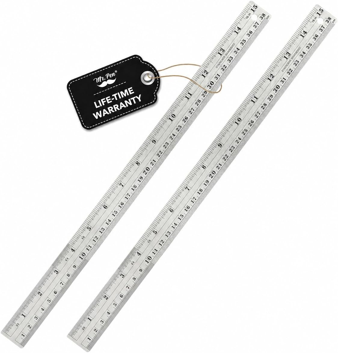 Mr. Pen- Metal Straight Edge Ruler, 2 Pack, 15 Inch