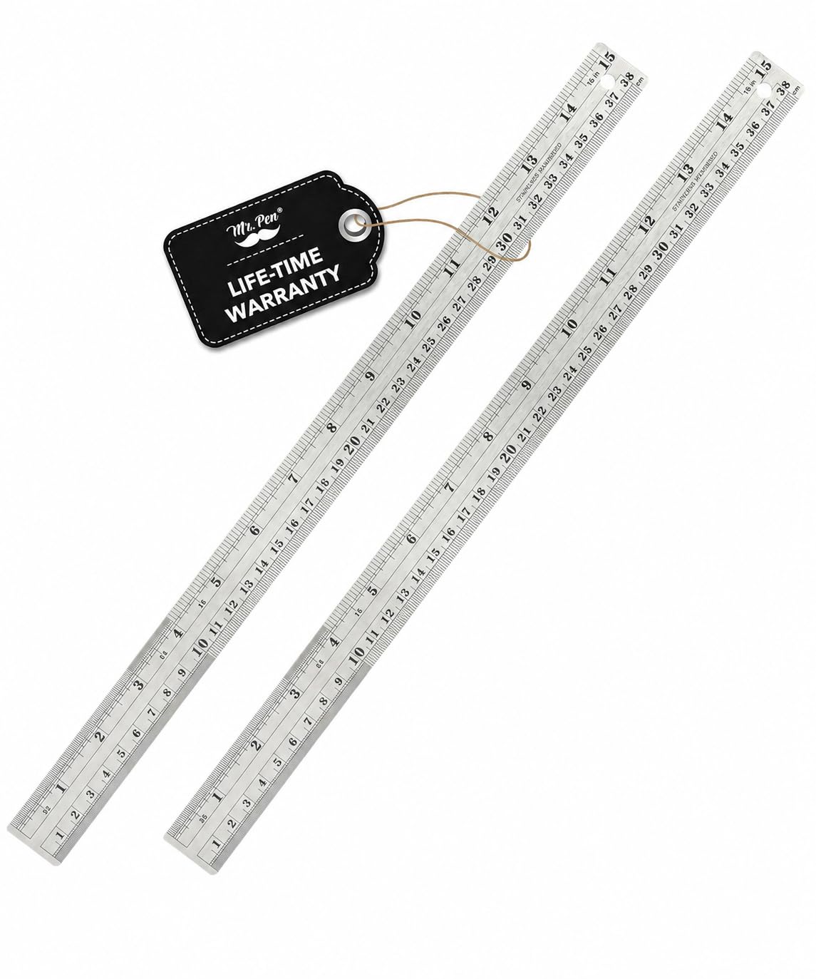 Mr. Pen- Metal Straight Edge Ruler, 2 Pack, 15 Inch