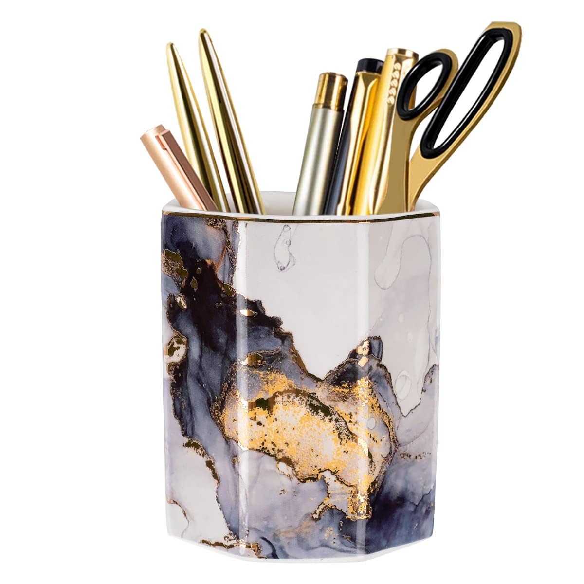 Cute Pen Holder for Desk, Ceramic Pencil Holder Pen Cup Marker Holder Makeup Brush Holders, Desk Accessories & Workspace Organizers for Home, Office, Skull