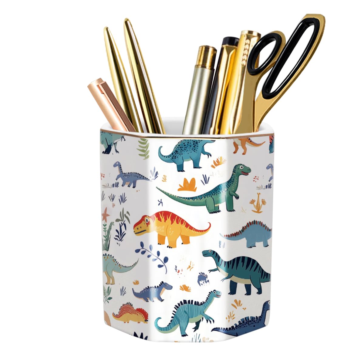 Cute Pen Holder for Desk, Ceramic Pencil Holder Pen Cup Marker Holder Makeup Brush Holders, Desk Accessories & Workspace Organizers for Home, Office, Skull