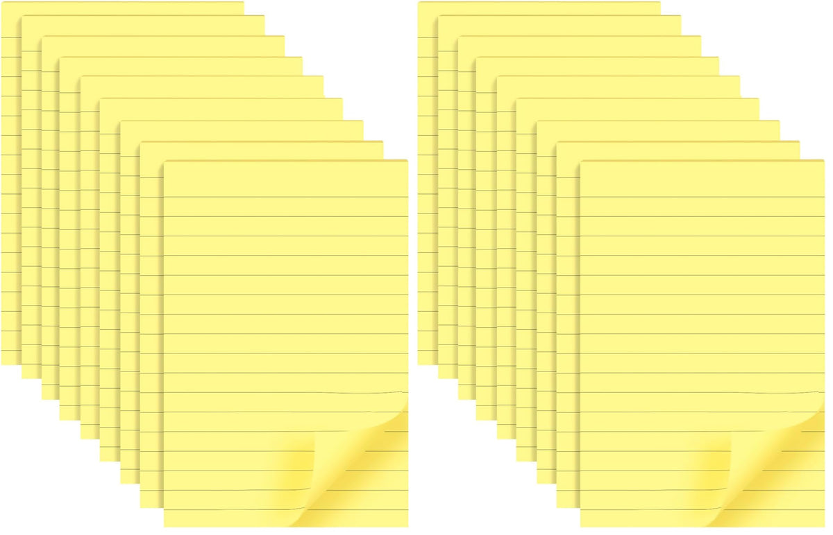 9 Pads Lined Sticky Notes 4x6 inch Post, Yellow, Clean Removal, Self-Stick Pads, Large Sticky Notes Easily Used for Home, Office, School, 40 Sheets/Pad