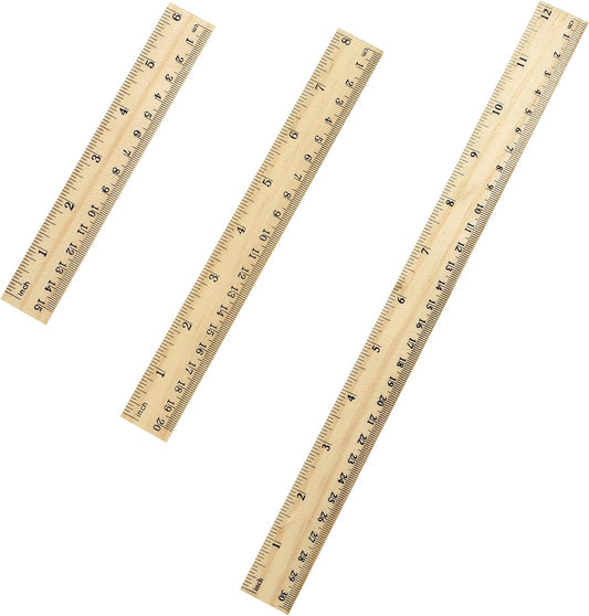3 Pack Wooden Ruler Set, 6, 8, 12 Inch Rulers, High-Quality Metric Ruler, Easy to Read, mm, Sturdy and Durable Straight Edge for Drawing, Home, Office, Engineering