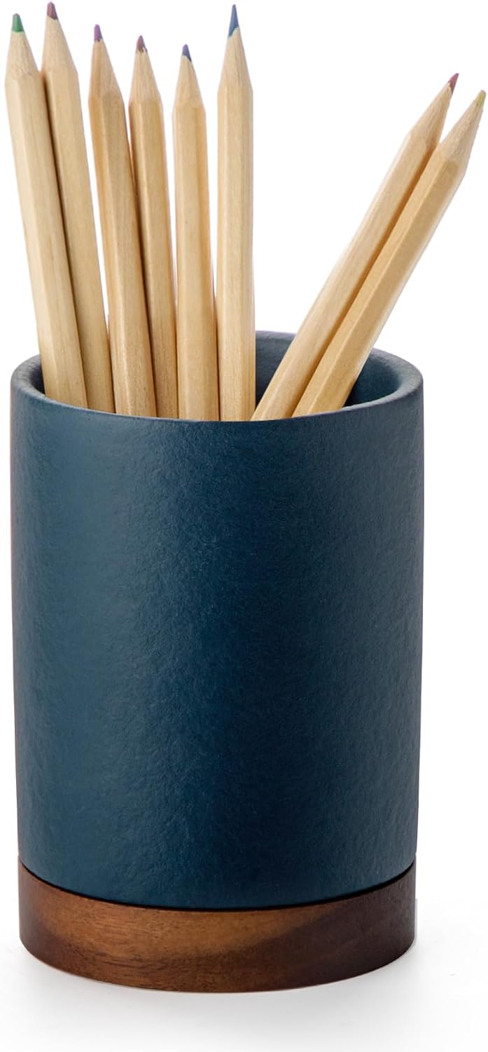 Ceramic Pen Holder for Desk, Pencil Cup, (Royal Blue, Set / 1)