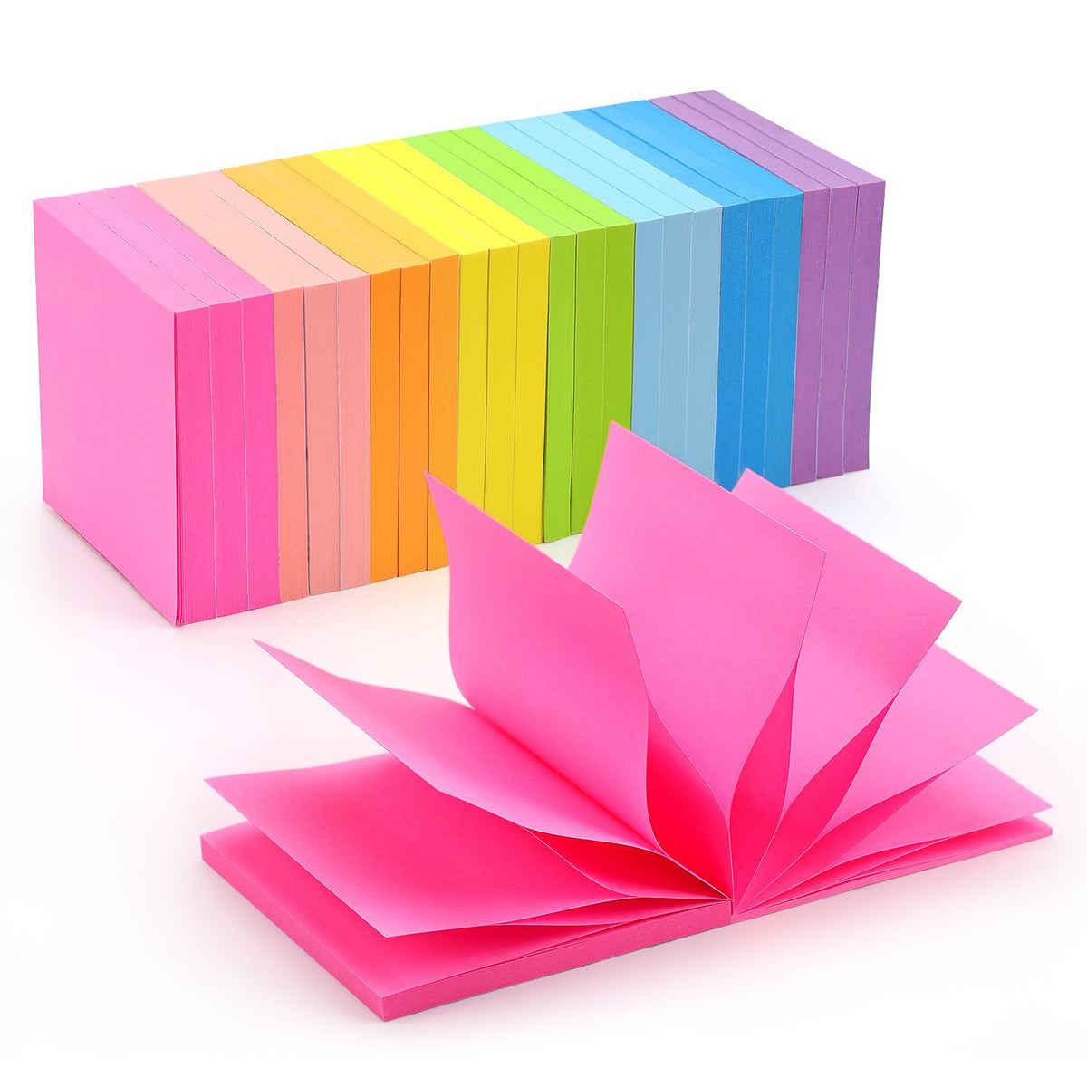 Phthdoty 8 Pads Pop Up Sticky Notes 3x3 Refills 8 Bright Colors, 640 Sheets