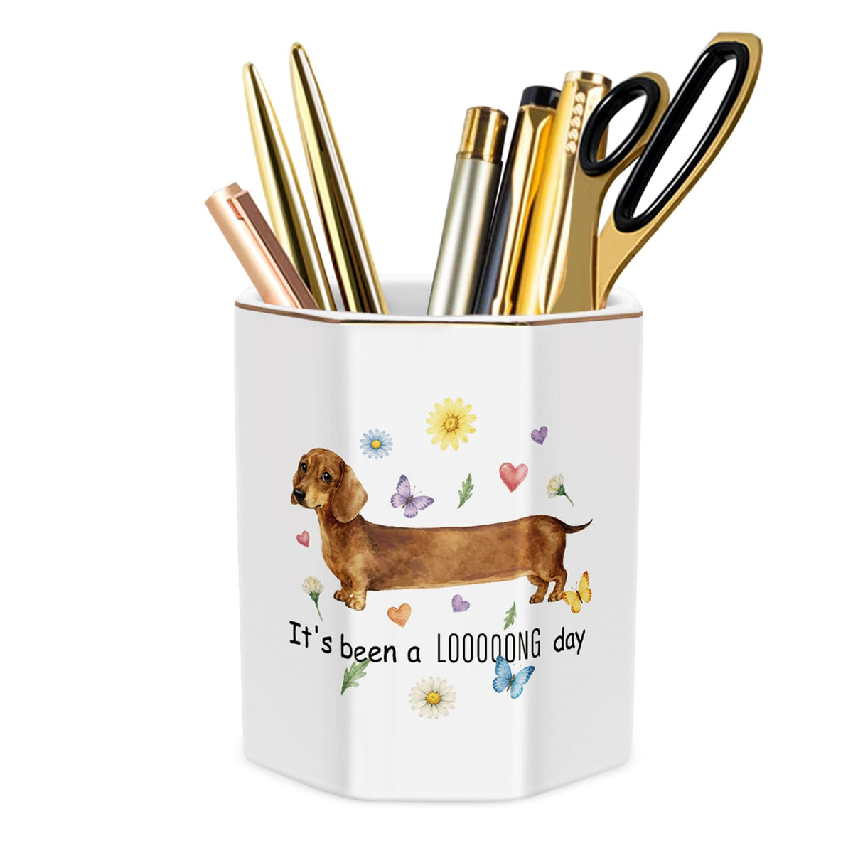 Cute Pen Holder for Desk, Ceramic Pencil Holder Pen Cup Marker Holder Makeup Brush Holders, Desk Accessories & Workspace Organizers for Home, Office, Skull