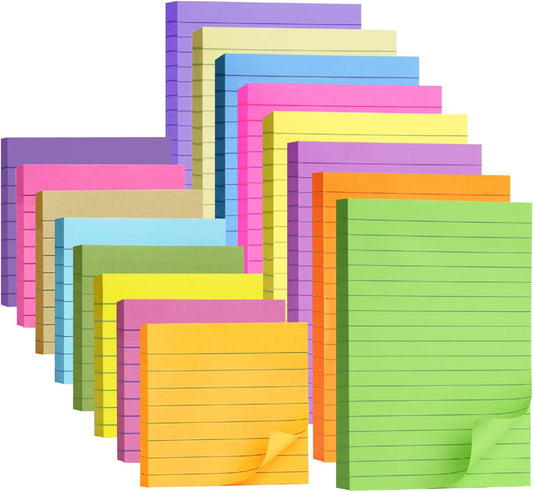 Mr. Pen- Lined Sticky Notes Set, 16 Pads, 4"x6" & 3"x3", 720 Sheets