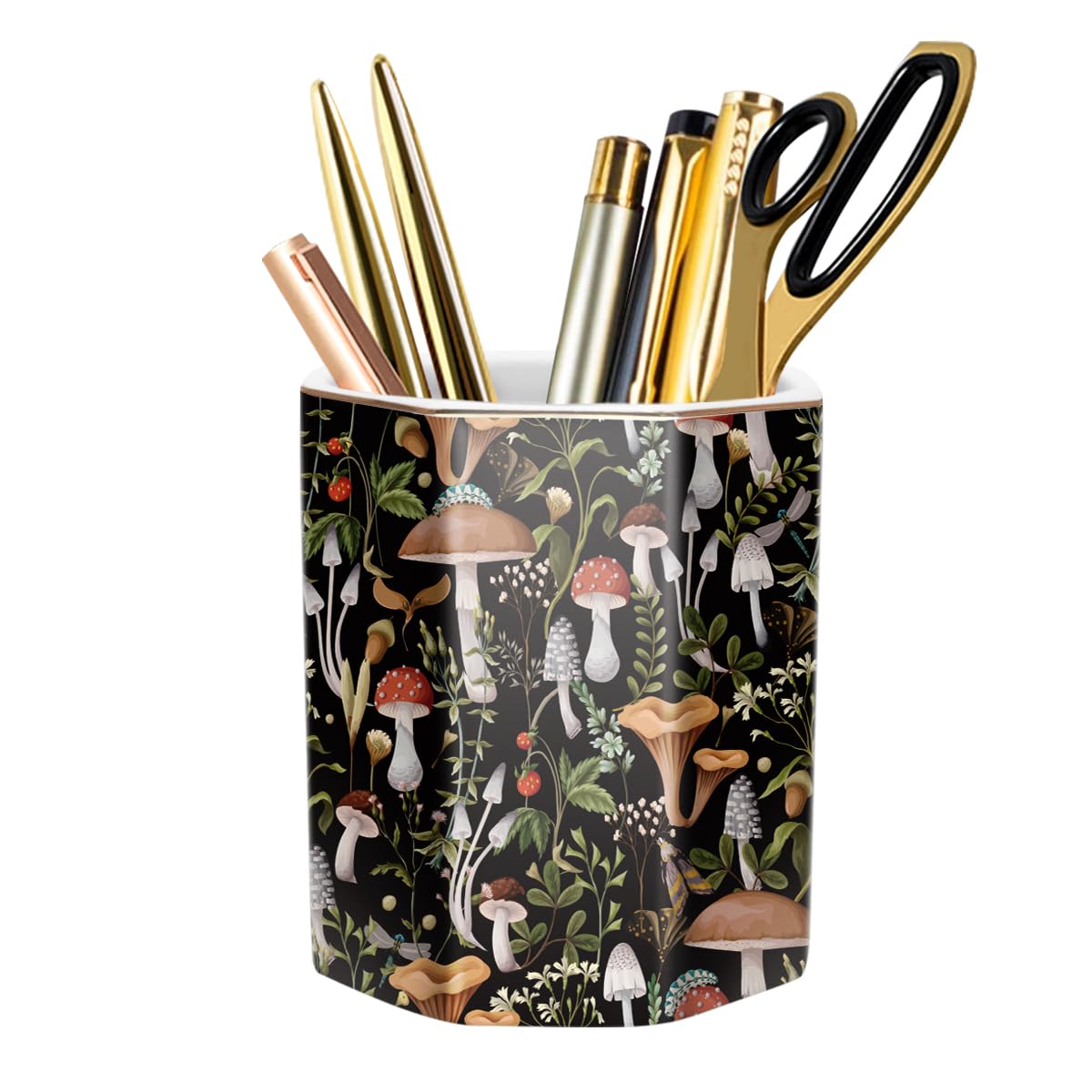 Cute Pen Holder for Desk, Ceramic Pencil Holder Pen Cup Marker Holder Makeup Brush Holders, Desk Accessories & Workspace Organizers for Home, Office, Skull
