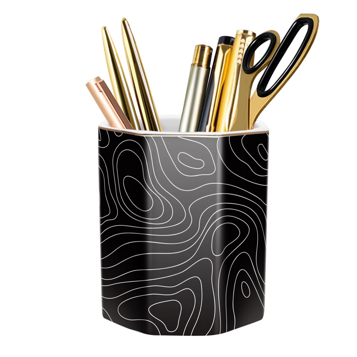 Cute Pen Holder for Desk, Ceramic Pencil Holder Pen Cup Marker Holder Makeup Brush Holders, Desk Accessories & Workspace Organizers for Home, Office, Skull
