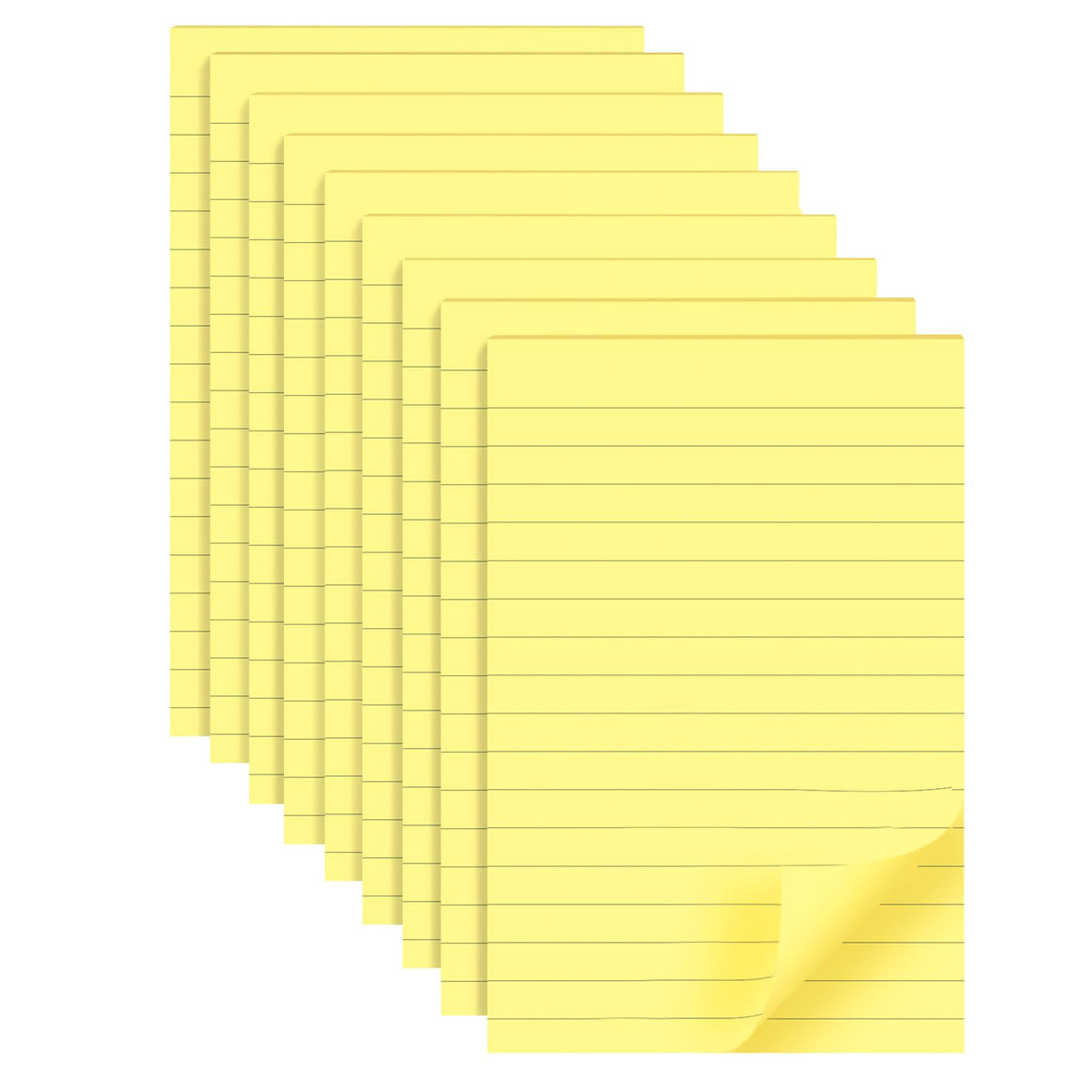 9 Pads Lined Sticky Notes 4x6 inch Post, Yellow, Clean Removal, Self-Stick Pads, Large Sticky Notes Easily Used for Home, Office, School, 40 Sheets/Pad