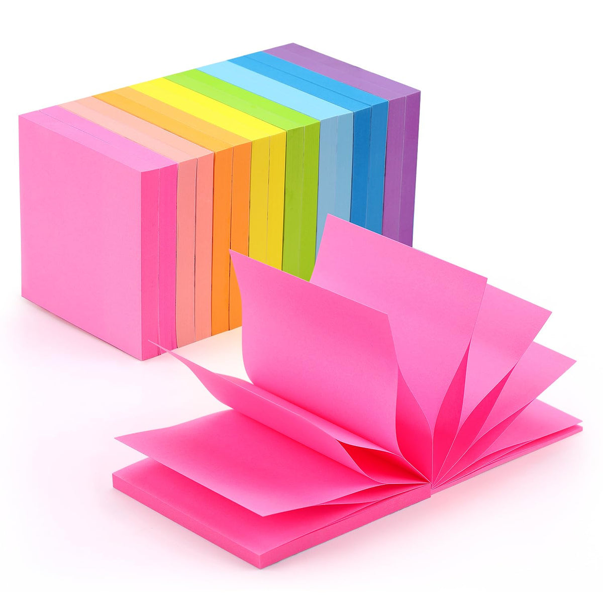 Phthdoty 8 Pads Pop Up Sticky Notes 3x3 Refills 8 Bright Colors, 640 Sheets